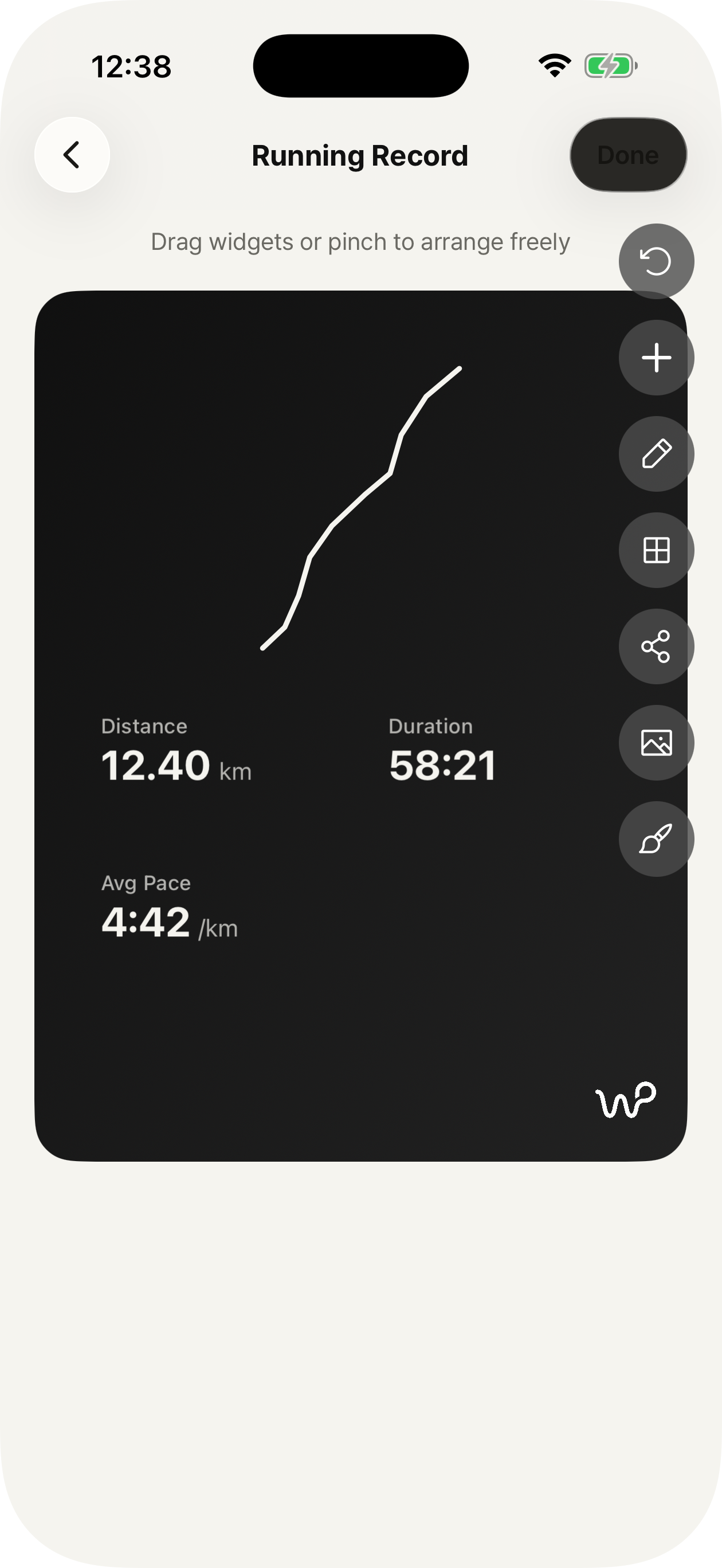 WorkoutPlaza running detail screen mockup